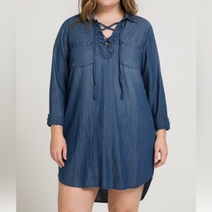 💙Maurices Womens Blue Denim Long Sleeve Dress